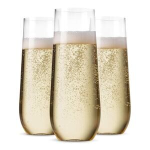 Munfix 24 Pack 9 Oz Stemless Clear Champagne Flutes Shatterproof Recyclable